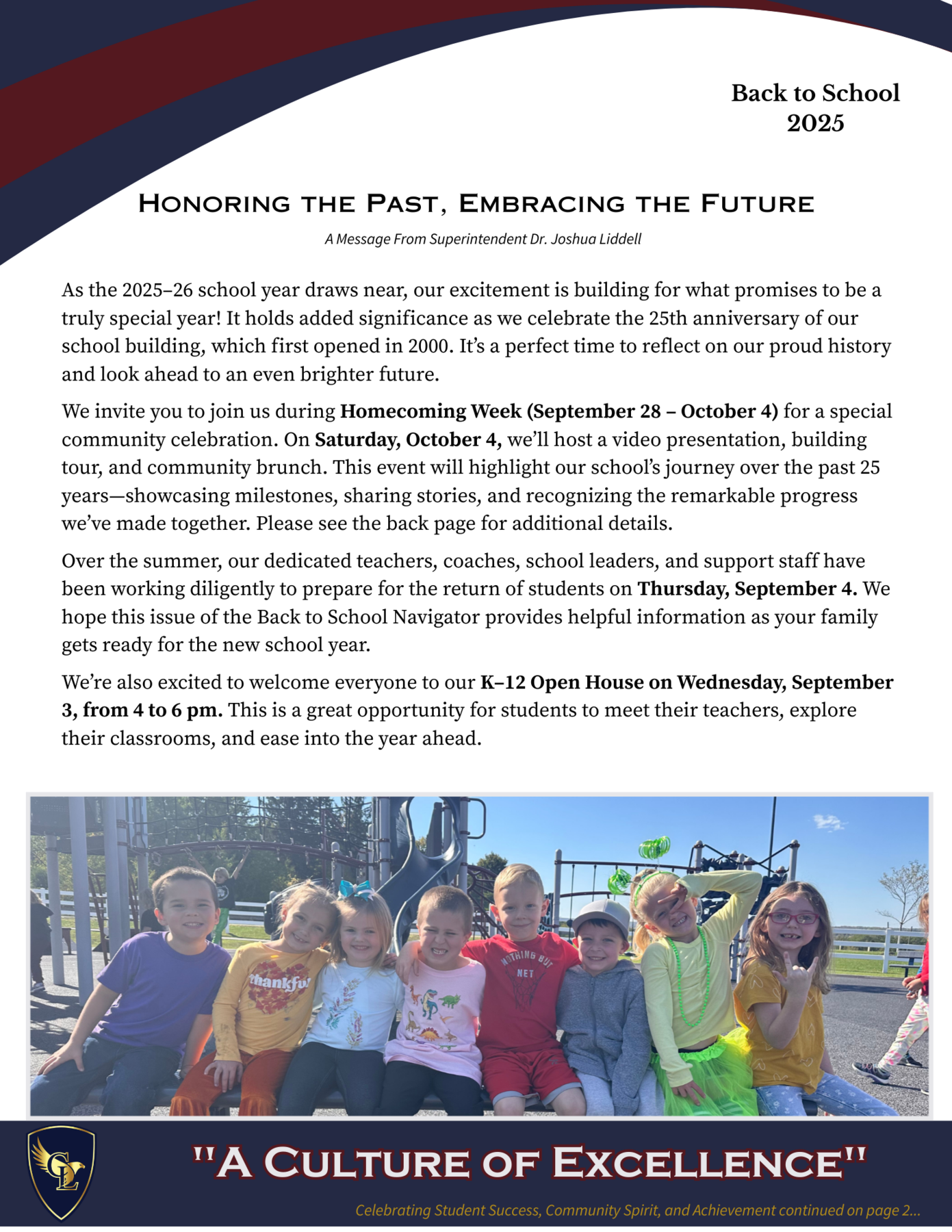 Newsletter cover page