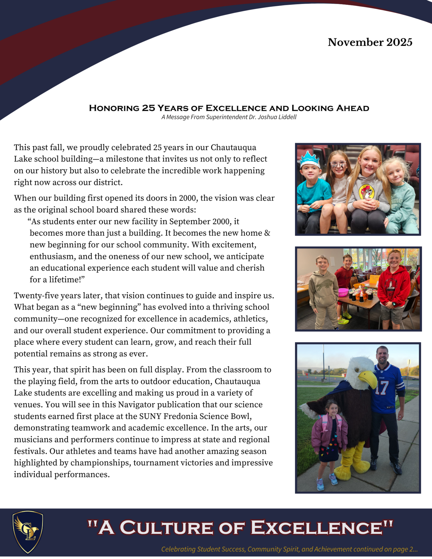 Newsletter cover page