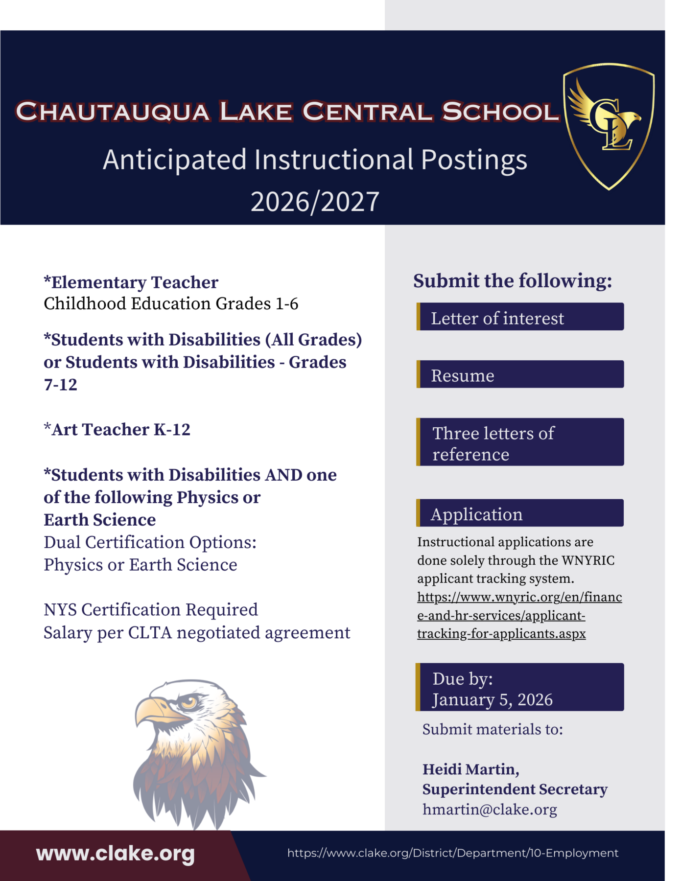 2026-2027 Anticipated openings