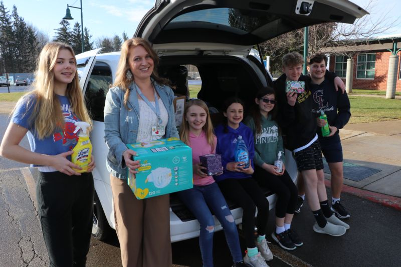 Elementary Enrichment Students with donations