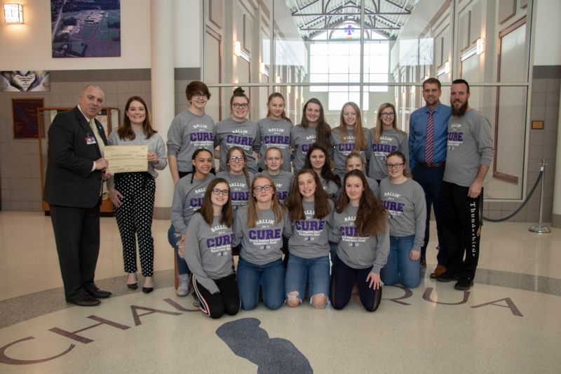 Girls Basketball Team presented check to Cystic Fibrosis Foundation